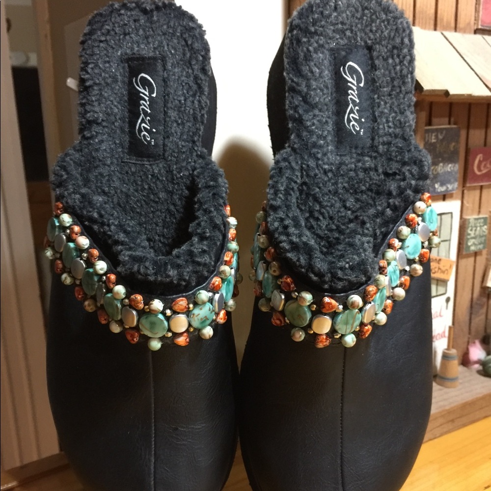 NWOB Black Carletta Beaded Clog 9M